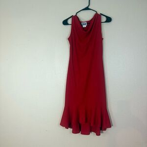 JM Collection Scarlet Midi Dress with Flounce Hem S